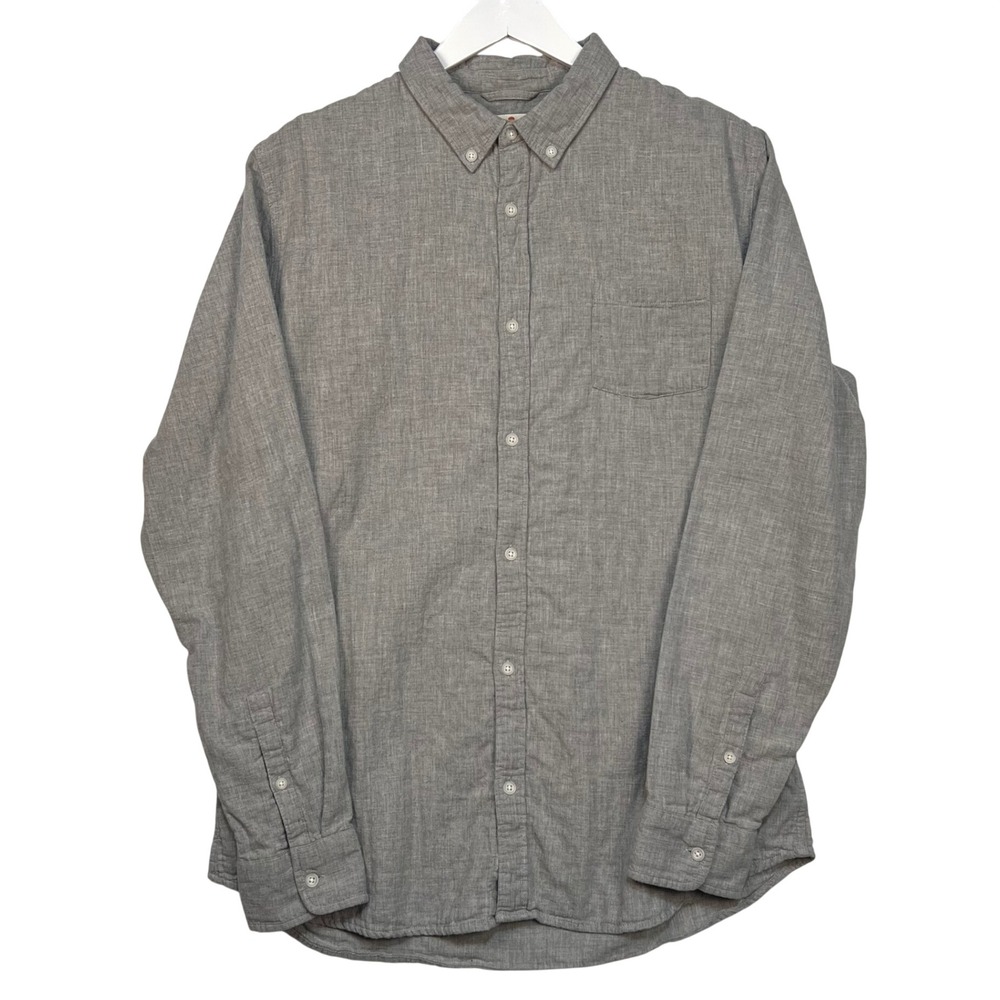 Marine Layer Button Down Shirt Mens Large Gray 100% Cotton Long Sleeve Neutral